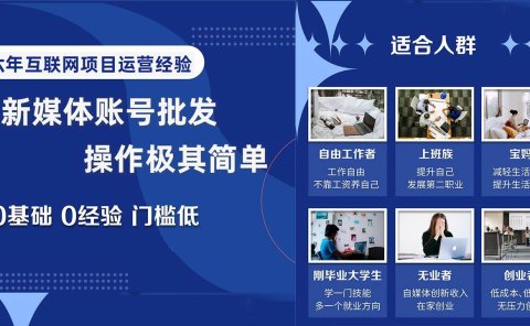 自媒体账号批发，看我怎么一天赚1个W，超简单