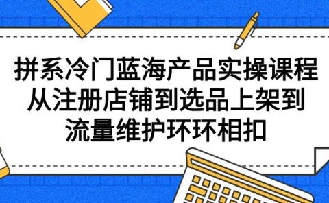 拼系冷门蓝海产品实操课程,从注册店铺到选品上架到流量维护环环相扣