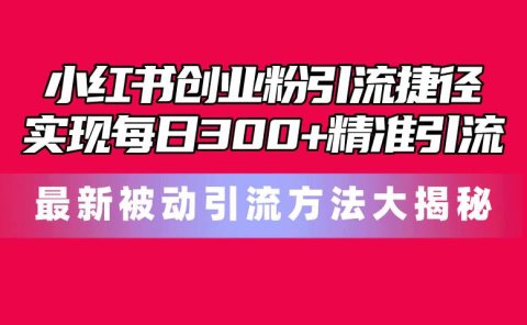 小红书创业粉引流捷径！最新被动引流方法大揭秘，实现每日300+精准引流