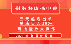 拼多多三天起店2025最新教程,批量放大操作,月入10万不是梦!