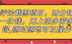 评论截图项目,两分钟一块钱,无上限多劳多得,随时随地可以操作