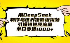 用DeepSeek制作鸟世界摄影级视频,引爆短视频流量,单日变现1000+