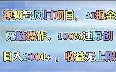 视频号风口项目,AI掘金,无脑操作,100%过原创,日入2000+,收益无上限
