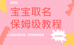 2025新风口项目宝宝取名,0成本高利润,附保姆级教程,月入过万不是梦