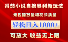最新番茄小说自撸暴利新玩法!无视播放量,轻松日入1000+,可放大,收益无上限!