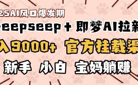 日入9000+!DeepSeep+即梦拉新,官方挂载渠道,新手小白宝妈躺赚