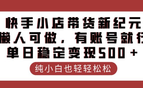 快手小店带货新纪元,懒人可做,有账号就行,单日稳定变现500+