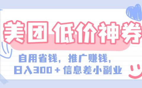 美团神会员外卖券膨胀推广项目,简单操作,日入300+(信息差玩法附渠道)