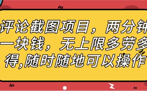 评论截图项目,两分钟一块钱,无上限多劳多得,随时随地可以操作