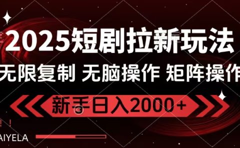 2025短剧拉新玩法,无需注册登录,无限0撸,无脑批量操作日入2000+