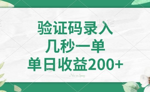 验证码录入,看图识字,几秒一单,单日收益200+