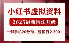 小红书虚拟资料,2025最新玩法升级,一部手机20分钟,轻松日入300+