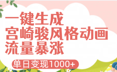 AI一键生成,宫崎骏风格动画,引爆流量密码,单日变现1000+