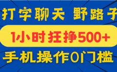 打字聊天野路子!1小时狂挣500+,手机操作0门槛,宝妈学生都能做!
