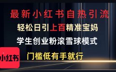 最新小红书自热引流，轻松日引上百精准宝妈，学生创业粉，滚雪球模式，门槛低有手就行的一个新规则玩法