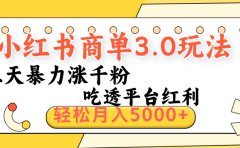 小红书商单3.0最新玩法,三天暴力涨千粉,吃透平台红利,轻松月入5000+