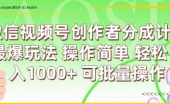 微信视频号创作者分成计划 简单操作,轻松日入1000+ 可批量