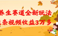 养生赛道全新玩法,1条视频就有3万多的收益