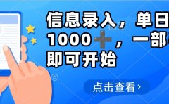 信息录入,几秒钟一单,只需一部手机即可操作,0成本,每天1000