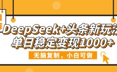 DeepSeek+头条新玩法,无脑复制,小白可做,单日稳定变现1000+