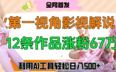 爆火第一人称视角影视解说,12条作品涨粉67万,巧用AI工具,轻松日入500+