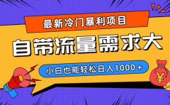 最新冷门暴利项目,自带流量需求大,小白也能轻松日入1000+