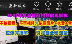 抖音最新视频展现形式,不拍视频、不剪视频、依靠图片+文案助推热门,引爆创业粉