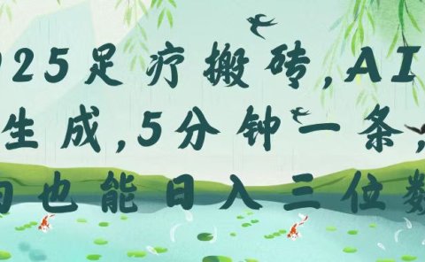 2025足疗搬砖,Ai一键生成,5分钟一条,小白也能日入三位数