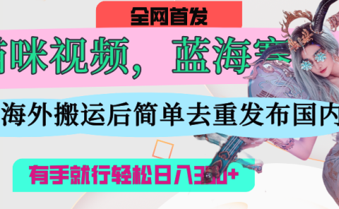 AI猫咪视频蓝海赛道,操作简单,直接海外搬运,简单去重,操作简单,有手就行日入500+