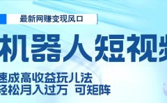 二零二五最新网赚变现风口,Ai 机器人短视频,五天速成高收益玩儿法,小白轻松月入过万,可矩阵