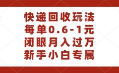 快递回收自助玩法,每单收益0.6到1元,闭眼也能月入一万,适合新手小白