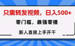 只需要转发视频,0门槛,0投入,新人小白直接上手开干
