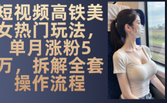 最新爆款短视频,高铁美女玩法,一周涨粉5万+,各种分成引流变现,每天稳定变现1000+实战教程