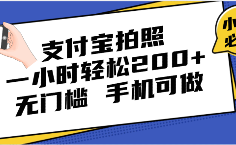支付宝拍照 一小时轻松200+ 无门槛 有手机就可以做