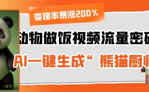 动物做饭视频流量密码!AI一键生成“熊猫厨师”,变现率暴涨200%