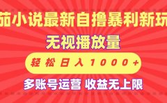 最新番茄小说自撸暴利新玩法!无视播放量,可放大,轻松日入1000+,收益无上限!