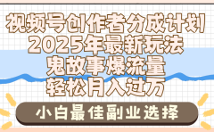 2025年鬼故事爆流量,视频号创作者分成,小白轻松上手,副业的绝佳选择,轻松月入过万
