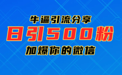 超牛逼引流分享，日引300-500粉，加爆你的微信