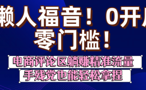懒人福音!0开店、零门槛!电商评论区躺赚精准流量,手残党也能轻松拿捏