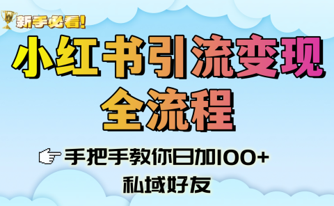 新手必看！小红书引流变现全流程，手把手教你日加100+私域好友