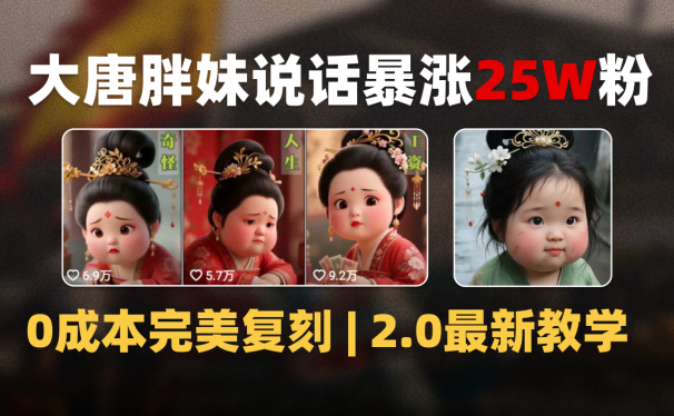 AI大唐胖贵妃说话2.0，40条视频暴涨40w粉，附独家变现攻略