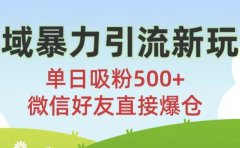 私域暴力引流新玩法!单日吸粉500+,微信好友直接爆仓