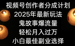 视频号创作者分成计划,2025年最新玩法鬼故事爆流量,小白轻松上手,副业的绝佳选择,轻松月入过万