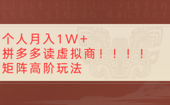 个人月入1W+拼多多读虚拟商矩阵高阶玩法