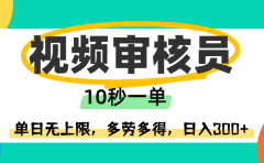 视频审核员,10秒一单,单日无上限,多劳多得!
