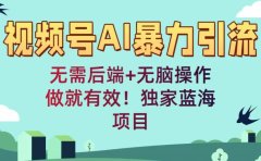 视频号AI暴力引流:无需后端+无脑操作,做就有效!独家蓝海项目