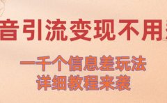 抖音引流变现不用愁!一千个信息差玩法详细教程来袭