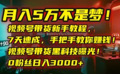 月入5万不是梦!视频号带货新手教程,7天速成,手把手教你赚钱!视频号带货黑科技曝光!0粉丝日入3000+