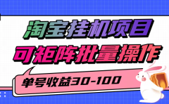 淘宝电脑全自动挂机项目,单号30-100,可矩阵批量操作!