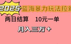 蓝海暴力拉新项目,10元一单,两日结算,月入3w➕